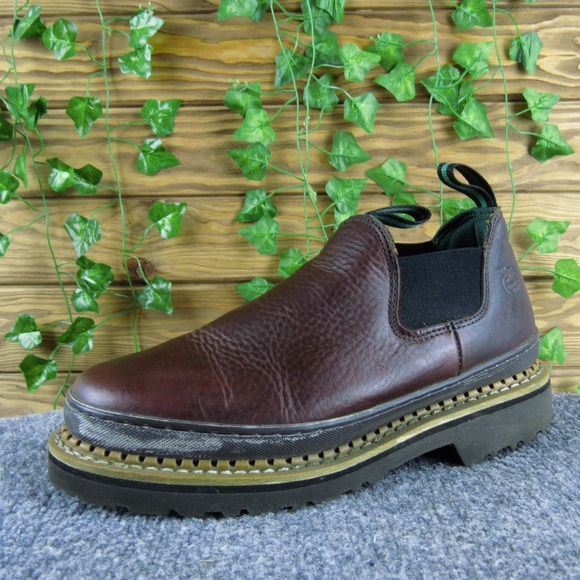 Georgia Giant Romeo Women 9 Wide Brown Leather Slip-On Booties Work Comfort - Picture 1 of 7